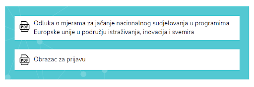 Obrazac za prijavu na stranici Obzor Europa.